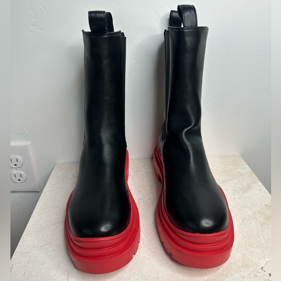 🆕 NWT Azalea Wang “Ghosted” Chunky Platform Boots – Black/Red Size 10 - Picture 10 of 12
